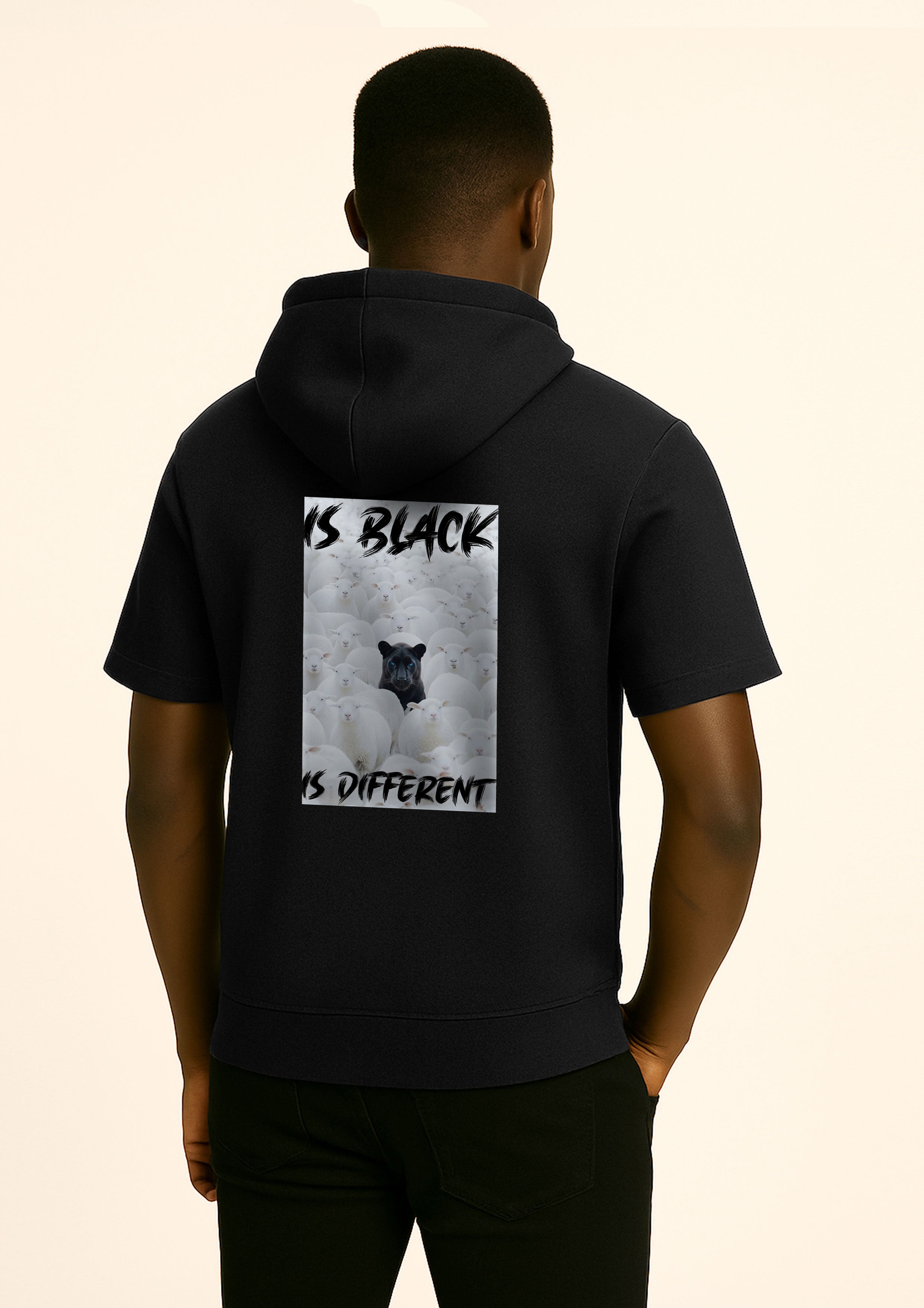 felpa con cappuccio manica corta